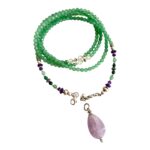 MUSTER Feine Edelsteinkette mit 925er Silber, Amethyst und grünem Aventurin