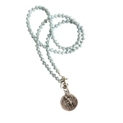 Kurzkette  "Svede"  Glasschliff Graublau