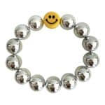 Elastisches Bead Armband SILBER Keramik Happy Face