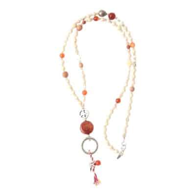 Bettelkette Karneol und Jaspis Beige Braun