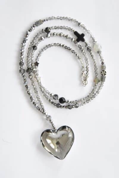 Herzkette "Black Diamond"  Bauchiges Kristallherz in Schwarz Diamond – Bild 3