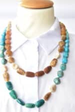 *LIMITIERT* Mittellange Halskette in Edelsteinoptik in Türkis Braun – Bild 5