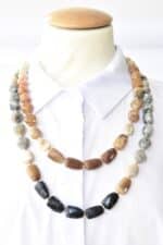 *LIMITIERT* Mittellange Halskette in Edelsteinoptik in Schwarz Grau Beige – Bild 5