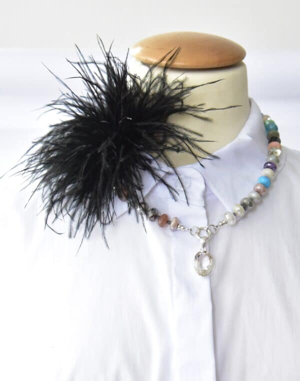 Stylische Federbrosche in Electric Schwarz – Bild 1