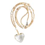 Longkette "Honey" Bauchiges Kristallherz Beige