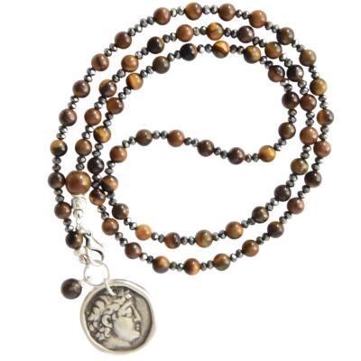 Halskette "Aida" Tigerauge in Braun