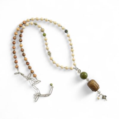 Halskette "Olivenholz" Jaspis in Olivgrün Braun