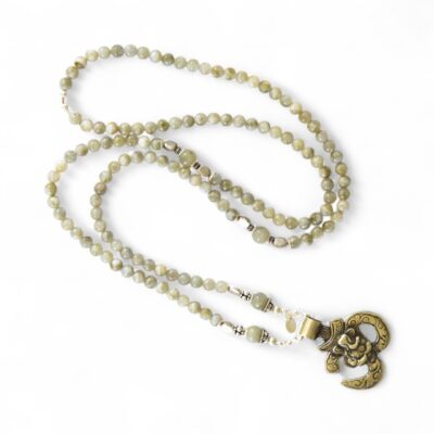 One of a kind `Einzelstück - Kette Labradorit, Pyrit, Silber und OM Anhänger