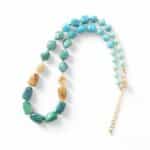 *LIMITIERT* Mittellange Halskette in Edelsteinoptik in Türkis Braun – Bild 6