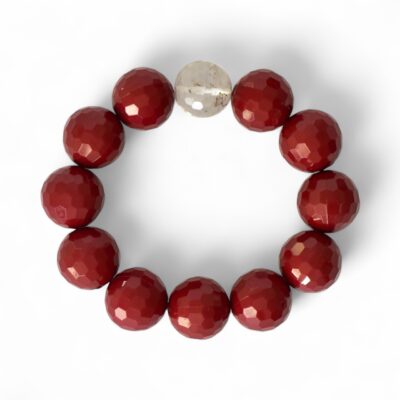 *LIMITIERT* Großes Kugelarmband Edelsteinoptik Rotbraun – Bild 2