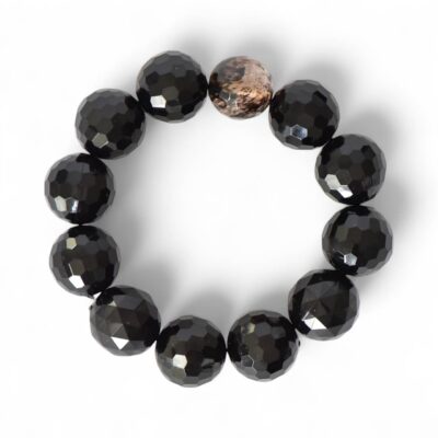 *LIMITIERT Großes Kugelarmband Edelsteinoptik Schwarz