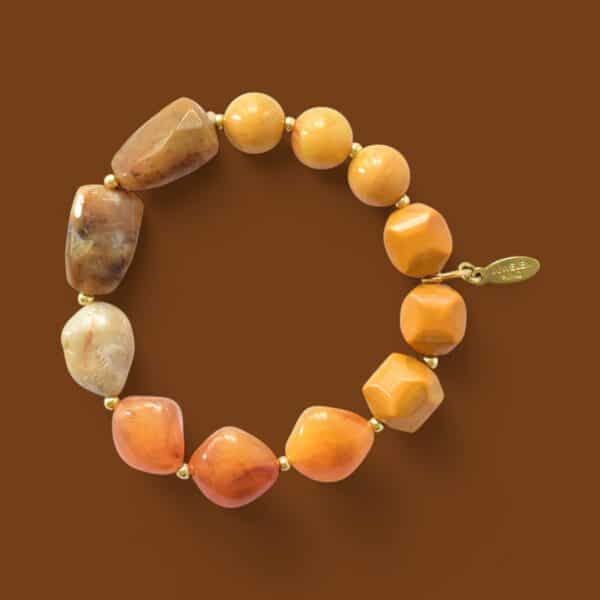 *LIMITIERT* Armband in Edelsteinoptik in Curry Gelb Braun – Bild 3