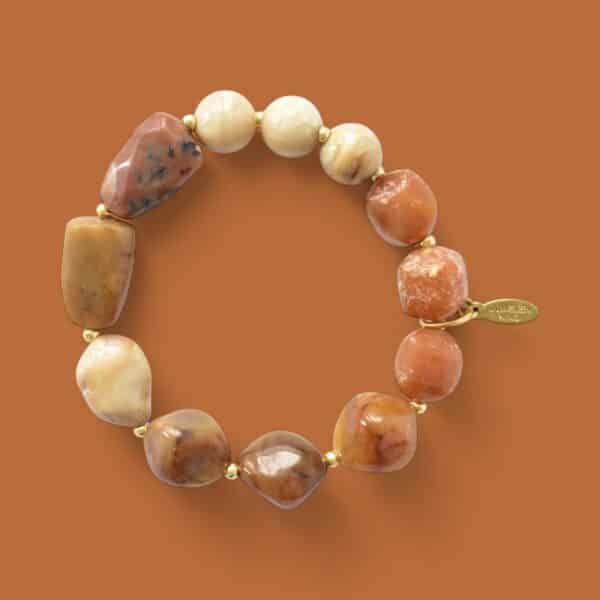 *LIMITIERT* Armband in Edelsteinoptik in Beige Braun – Bild 4