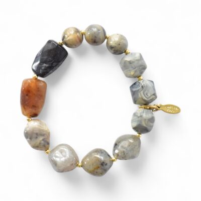 *LIMITIERT* Armband in Edelsteinoptik in Schwarz Grau Beige