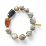 *LIMITIERT* Armband in Edelsteinoptik in Schwarz Grau Beige – Bild 3