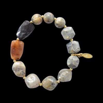 *LIMITIERT* Armband in Edelsteinoptik in Schwarz Grau Beige – Bild 2