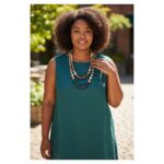 *LIMITIERT* Mittellange Halskette in Edelsteinoptik in Schwarz Grau Beige – Bild 2