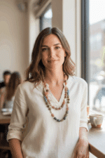 *LIMITIERT* Mittellange Halskette in Edelsteinoptik in Braun GRÜN – Bild 4