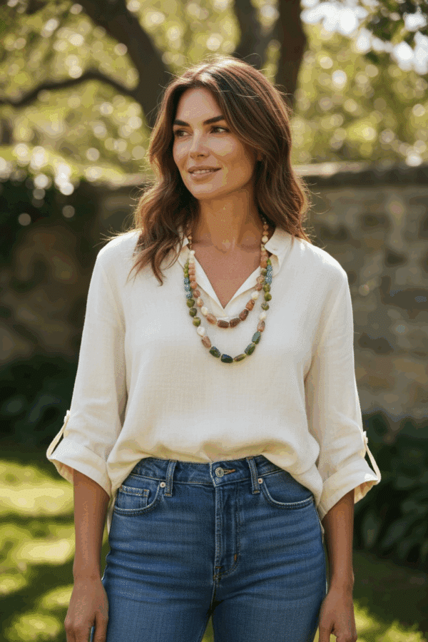 Photoroom_20251020_183050 2 *LIMITIERT* Mittellange Halskette in Edelsteinoptik in Braun GRÜN – Bild 1