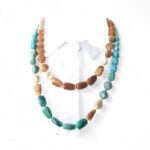 *LIMITIERT* Mittellange Halskette in Edelsteinoptik in Türkis Braun – Bild 2