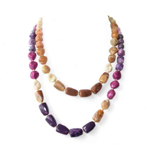 *LIMITIERT* Mittellange Halskette in Edelsteinoptik in Lila – Bild 3