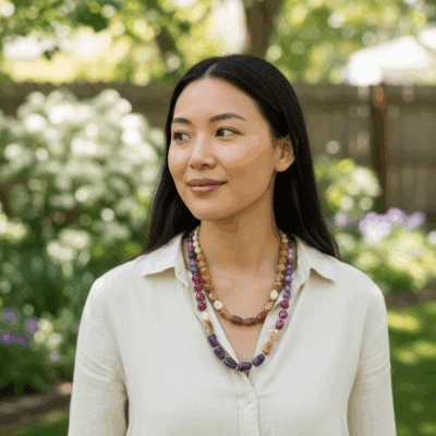 *LIMITIERT* Mittellange Halskette in Edelsteinoptik in Lila