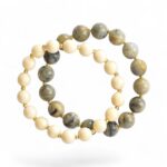 *LIMITIERT* 2er Armband Set in Edelsteinoptik Grau Beige – Bild 2