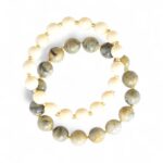 *LIMITIERT* 2er Armband Set in Edelsteinoptik Grau Beige