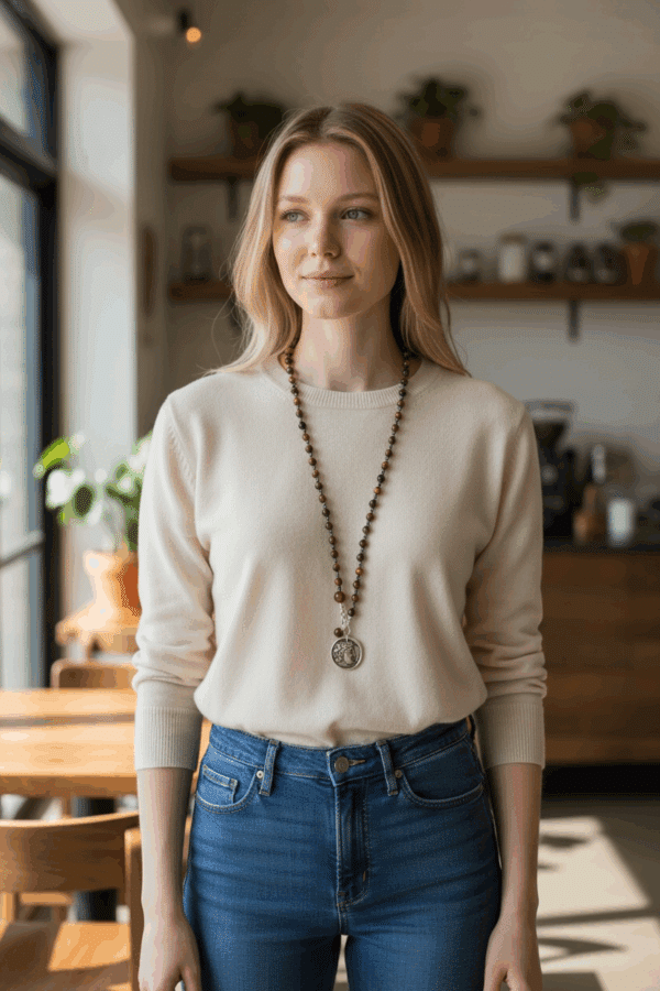 Halskette "Aida" Tigerauge in Braun – Bild 2