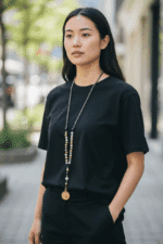 Edelstein Kette "Ama" aus hochwertigem Mosaik Jaspis, Icy Achat, vergoldetem Medaillon – Bild 3