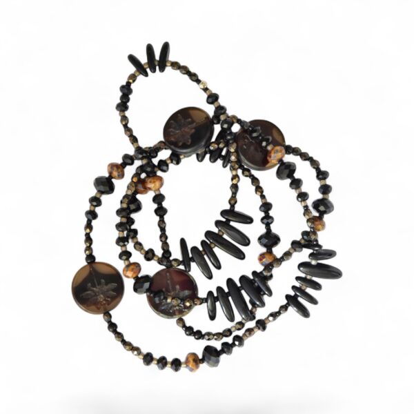 Rundhalskette Dragonfly OnYX Spikes böhmisches Glas in Schwarz – Bild 5