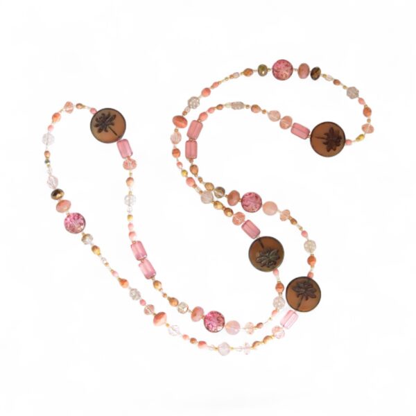 Rundhalskette Dragonfly  böhmisches Glas in Braun Rose – Bild 3