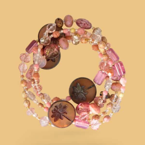 Rundhalskette Dragonfly  böhmisches Glas in Braun Rose – Bild 4