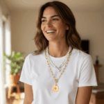 Vergoldete Edelstahlkette "ELINA" mit Medallon Länge 54 cm – Bild 7