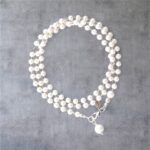 Silber XL 95cm Weiße Perlenkette Halskette "AIDA"  Schmuckstück Allrounder schliche Basiskette mit Kugel Anhänger