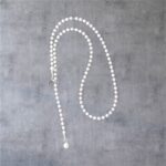Silber XL 95cm Weiße Perlenkette Halskette "AIDA"  Schmuckstück Allrounder schliche Basiskette mit Kugel Anhänger – Bild 3