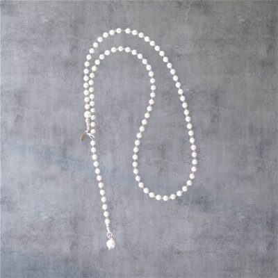 Silber XL 95cm Weiße Perlenkette Halskette "AIDA"  Schmuckstück Allrounder schliche Basiskette mit Kugel Anhänger – Bild 3