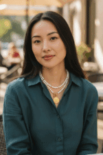 Halskette "Aida"  Weiße Perlen Gold – Bild 2