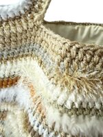 NADIA  DAFRI Paris ILKNUR L Multicolor handgefertigte Designer Handtasche Bag Luxus Weiß Vanille Taupe Beige Gold Silber Hellgrau UNIKAT unique – Bild 6