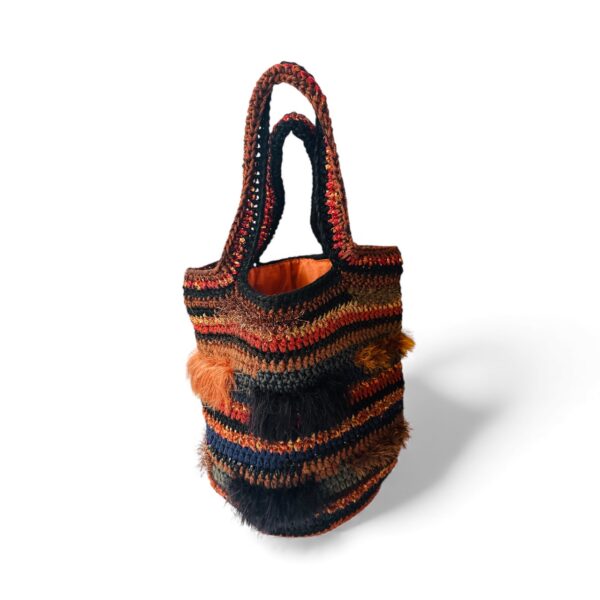 NADIA  DAFRI Paris ILKNUR M Multicolor handgefertigte Designer Handtasche Bag Luxus Schwarz/Rostbraun/Kuper Braun UNIKAT unique – Bild 3