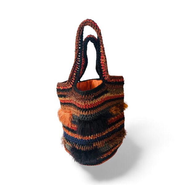 NADIA  DAFRI Paris ILKNUR M Multicolor handgefertigte Designer Handtasche Bag Luxus Schwarz/Rostbraun/Kuper Braun UNIKAT unique – Bild 1