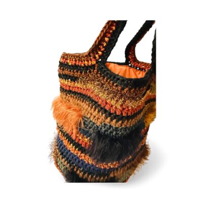 NADIA  DAFRI Paris ILKNUR M Multicolor handgefertigte Designer Handtasche Bag Luxus Schwarz/Rostbraun/Kuper Braun UNIKAT unique – Bild 5