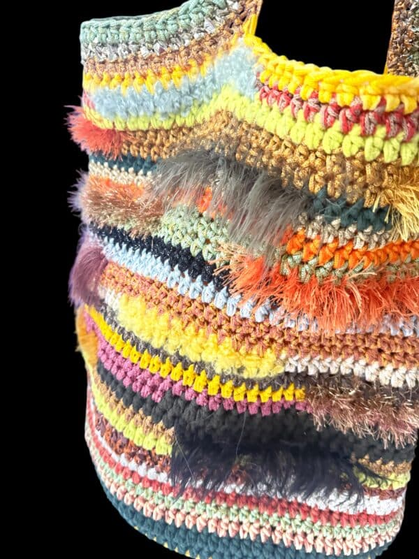 NADIA  DAFRI Paris ILKNUR L Multicolor handgefertigte Designer Handtasche Bag Luxus Schwarz Rost Grün Sonnengelb Schokobraun Orange UNIKAT unique – Bild 6