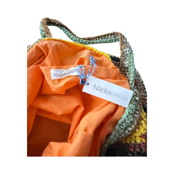 NADIA  DAFRI Paris ILKNUR L Multicolor handgefertigte Designer Handtasche Bag Luxus Schwarz Rost Grün Sonnengelb Schokobraun Orange UNIKAT unique – Bild 4