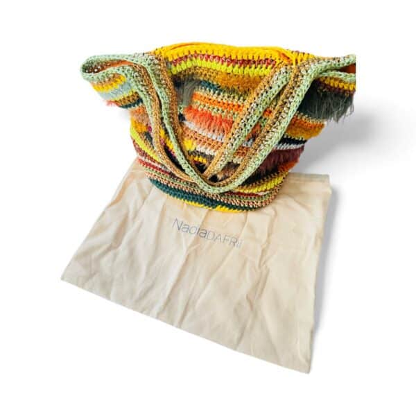 NADIA  DAFRI Paris ILKNUR L Multicolor handgefertigte Designer Handtasche Bag Luxus Schwarz Rost Grün Sonnengelb Schokobraun Orange UNIKAT unique – Bild 3