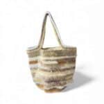 NADIA  DAFRI Paris ILKNUR L Multicolor handgefertigte Designer Handtasche Bag Luxus Weiß Vanille Taupe Beige Gold Silber Hellgrau UNIKAT unique