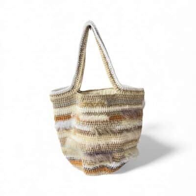 NADIA  DAFRI Paris ILKNUR L Multicolor handgefertigte Designer Handtasche Bag Luxus Weiß Vanille Taupe Beige Gold Silber Hellgrau UNIKAT unique