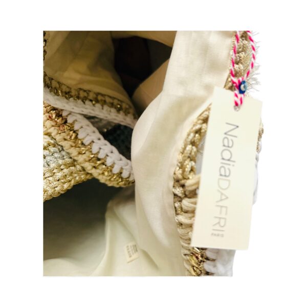 NADIA  DAFRI Paris ILKNUR L Multicolor handgefertigte Designer Handtasche Bag Luxus Weiß Vanille Taupe Beige Gold Silber Hellgrau UNIKAT unique – Bild 3