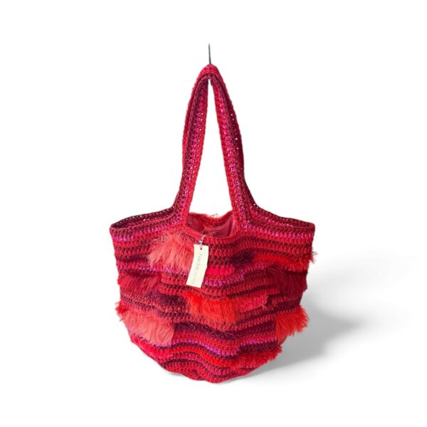 NADIA  DAFRI Paris ILKNUR L Multicolor handgefertigte Designer Handtasche Bag Luxus Rot Pink Bordeaux UNIKAT unique – Bild 6