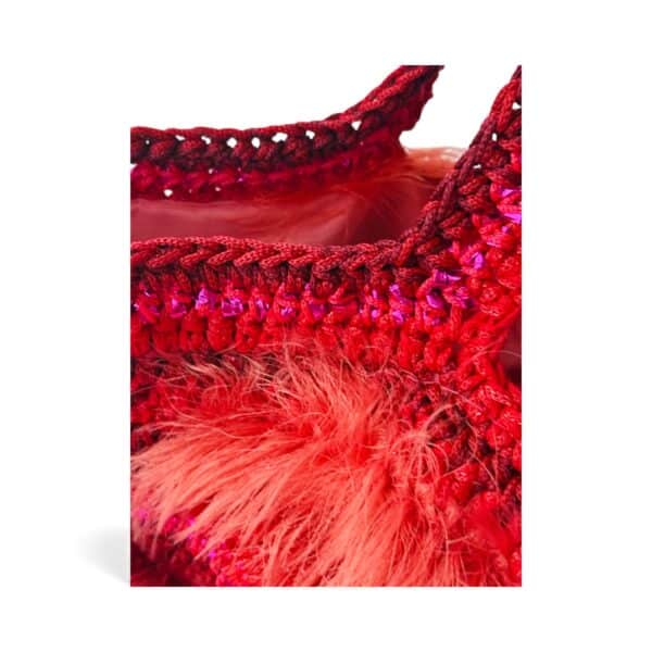 NADIA  DAFRI Paris ILKNUR L Multicolor handgefertigte Designer Handtasche Bag Luxus Rot Pink Bordeaux UNIKAT unique – Bild 5